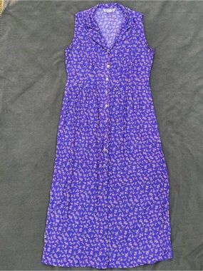 Vintage Purple Floral Sleeveless Maxi Dress